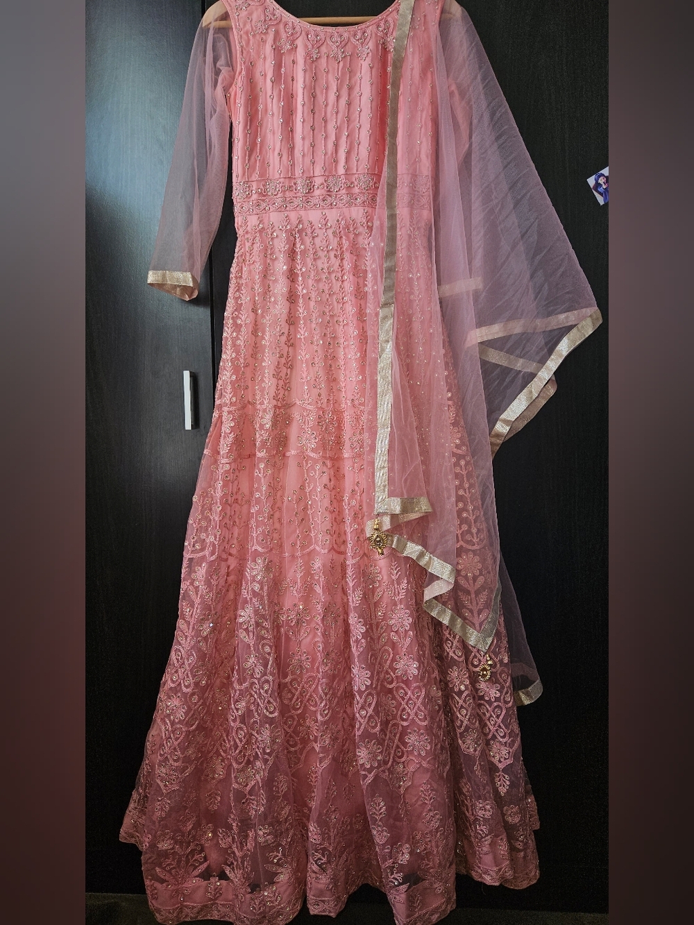 Indian Pink Embellished Maxi Dress